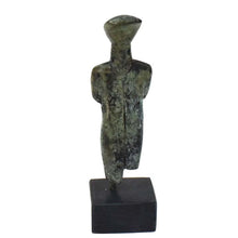 Load image into Gallery viewer, Cycladic Bronze Idol figurine on marble base - Ancient Art - Abstract Simplicity
