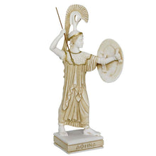 Load image into Gallery viewer, Goddess Athena with spear Alabaster aged statue - Symbol of Wisdom Power Strategy
