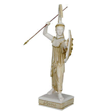 Load image into Gallery viewer, Goddess Athena with spear Alabaster aged statue - Symbol of Wisdom Power Strategy
