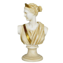 Load image into Gallery viewer, Artemis Goddess of Hunt Alabaster aged Bust Statue - Diana Mistress of Animals
