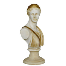 Load image into Gallery viewer, Artemis Goddess of Hunt Alabaster aged Bust Statue - Diana Mistress of Animals
