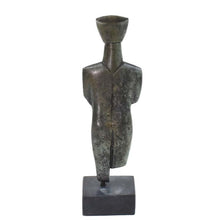 Load image into Gallery viewer, Cycladic Bronze Idol sculpture on marble base - Ancient Art Abstract Simplicity
