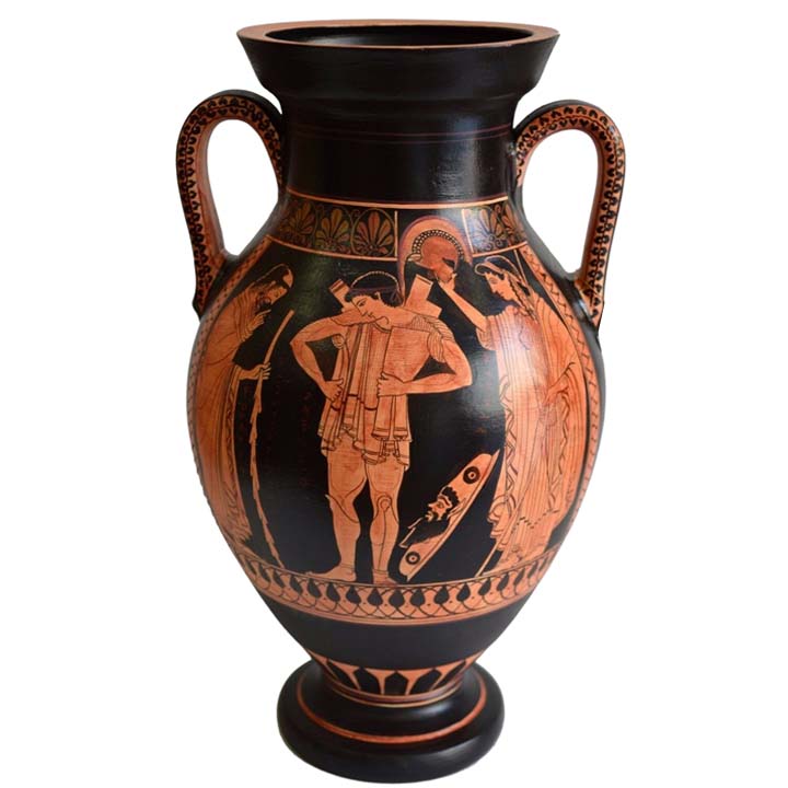 Hector Priamos Ekave - Red Figure Amphora - Munich Museum Replica -Trojan War