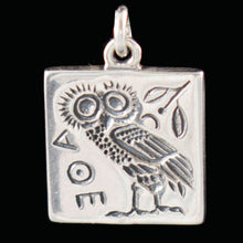 Load image into Gallery viewer, Owl of Wisdom Small Silver Pendant - Goddess Athena Symbol
