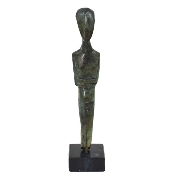 Cycladic Bronze Idol small statue on marble base - Ancient Art Abstract Simplicity