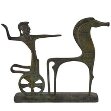 Load image into Gallery viewer, Bronze Warrior Figurine with Horse - Ancient Greece - Homer iliad - Trojan War
