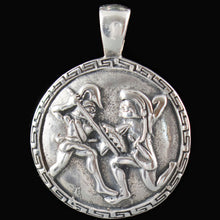 Load image into Gallery viewer, Spartans Warriors Fighting - Meander Design - Silver Pendant
