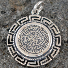 Load image into Gallery viewer, Phaistos Disk Pendant With Meander Design - Sterling Silver - Minoan Period
