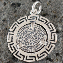 Load image into Gallery viewer, Phaistos Disk Pendant With Meander Design - Sterling Silver - Minoan Period
