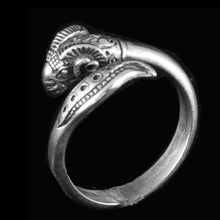 Load image into Gallery viewer, Ram Head Silver Ring Size Between Us 6 to 9 - Symbol of power fertility nobility
