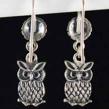 Load image into Gallery viewer, Owl of Wisdom Silver Earrings - Goddess Athena Symbol
