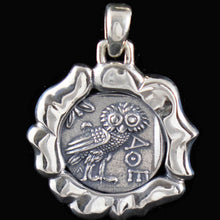 Load image into Gallery viewer, Goddess Athena &amp; Owl of Wisdom Silver Pendant - Athens Tetradrachm
