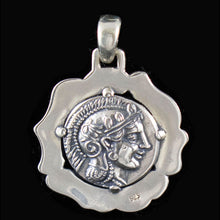 Load image into Gallery viewer, Goddess Athena &amp; Owl of Wisdom Silver Pendant - Athens Tetradrachm
