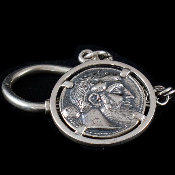 Dionysus Bacchus Satyr Silver Keychain - Phallus - Dionysos God of Wine