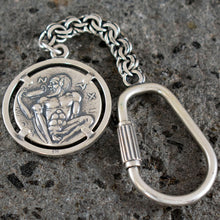 Load image into Gallery viewer, Dionysus Bacchus Satyr Silver Keychain - Phallus - Dionysos God of Wine
