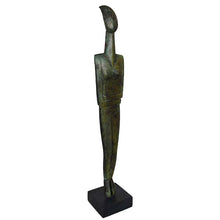 Load image into Gallery viewer, Cycladic Bronze idol statue on marble base - Ancient Abstract Art - Simplicity
