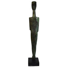 Load image into Gallery viewer, Cycladic Bronze idol statue on marble base - Ancient Abstract Art - Simplicity
