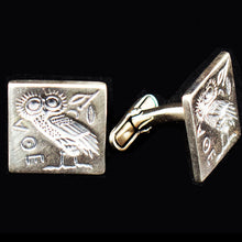 Load image into Gallery viewer, Owl of Athens the wise Cufflinks - Sterling Silver - Goddess Athena symbol
