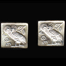 Load image into Gallery viewer, Owl of Athens the wise Cufflinks - Sterling Silver - Goddess Athena symbol
