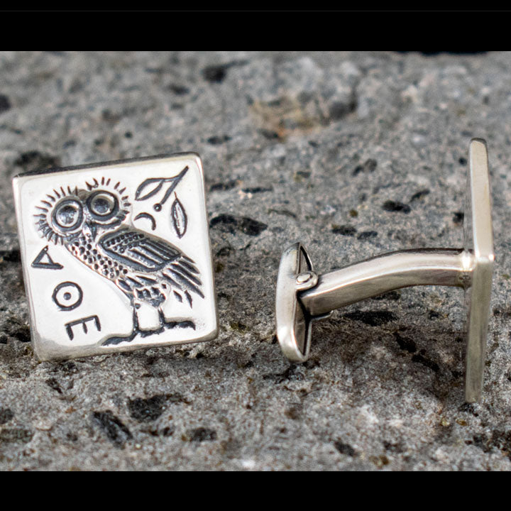 Owl of Athens the wise Cufflinks - Sterling Silver - Goddess Athena symbol