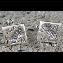 Load image into Gallery viewer, Owl of Athens the wise Cufflinks - Sterling Silver - Goddess Athena symbol
