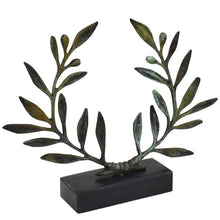 Load image into Gallery viewer, Bronze Olive Wreath on Marble Base - Ancient Greek Olympic Games Prize - Kotinos
