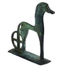 Load image into Gallery viewer, Bronze Horse with wheel figurine - Symbol of wealth and status
