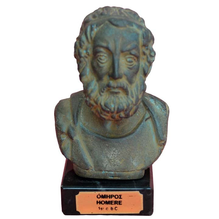 Homer small bust figurine on marble base - Epic Poet - Iliad - Odyssey - Omiros