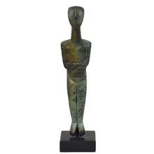 Load image into Gallery viewer, Cycladic Bronze Idol statue on marble base - Ancient Greek Art Abstract Simplicity
