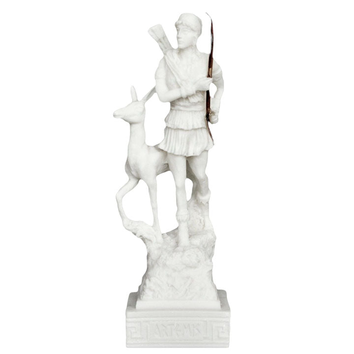 Artemis Goddess of Hunt Alabaster Small Statue - Diana Mistress of Animals