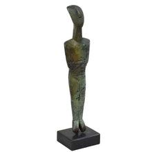 Load image into Gallery viewer, Cycladic Bronze Idol statue on marble base - Ancient Greek Art Abstract Simplicity
