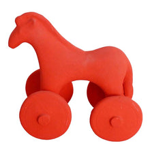 Load image into Gallery viewer, Horse with wheels Red figurine - Casting stone - Symbol of wealth and status
