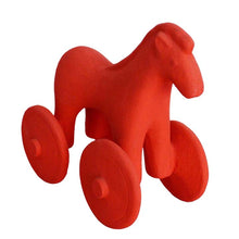 Load image into Gallery viewer, Horse with wheels Red figurine - Casting stone - Symbol of wealth and status
