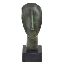 Load image into Gallery viewer, Cycladic Bronze Mini Head Idol on marble base - Ancient Art Abstract Simplicity
