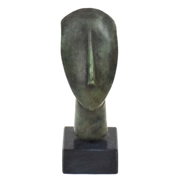 Cycladic Bronze Mini Head Idol on marble base - Ancient Art Abstract Simplicity