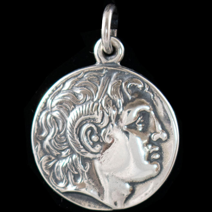 Alexander The Great Silver Coin Large Pendant - Macedonia Vergina King Lysimachos