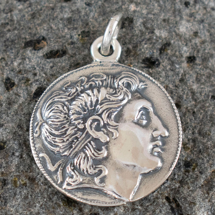 Alexander The Great Silver Coin Pendant - Macedonia King Lysimachos