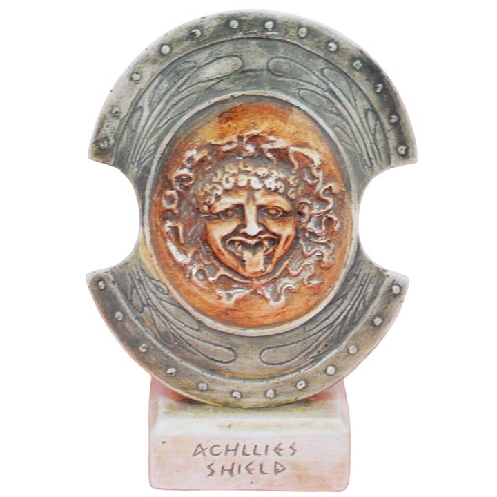 King Achilles miniature shield in casting stone material with medusa head