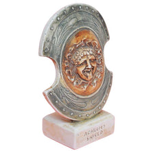 Load image into Gallery viewer, King Achilles miniature shield in casting stone material with medusa head
