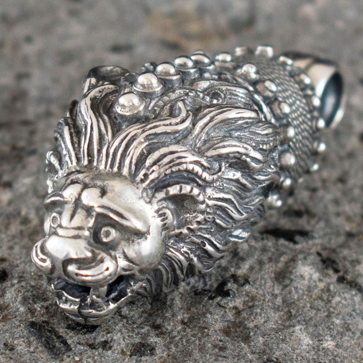 Lion Head Sterling Silver X-Large Pendant - Strength Symbol