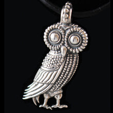 Load image into Gallery viewer, Owl Of Wisdom Large Silver Pendant - Goddess Athena Symbol
