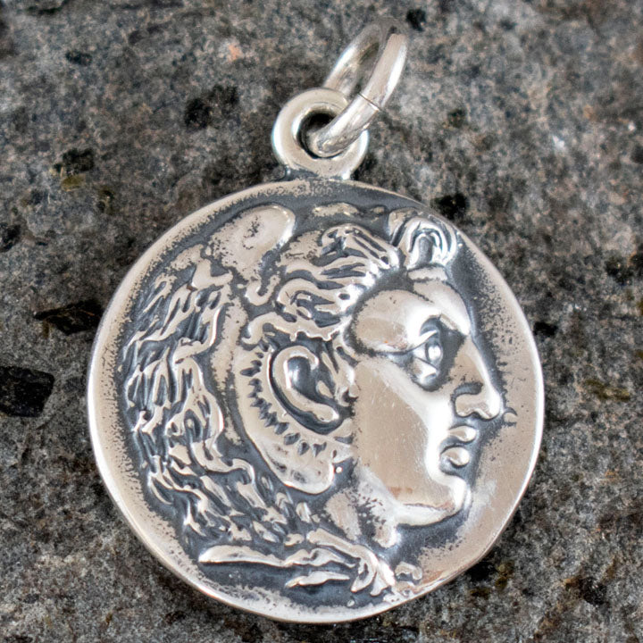 Alexander The Great Hercules Silver Coin Pendant - Macedonia King - Amphipolis Coin