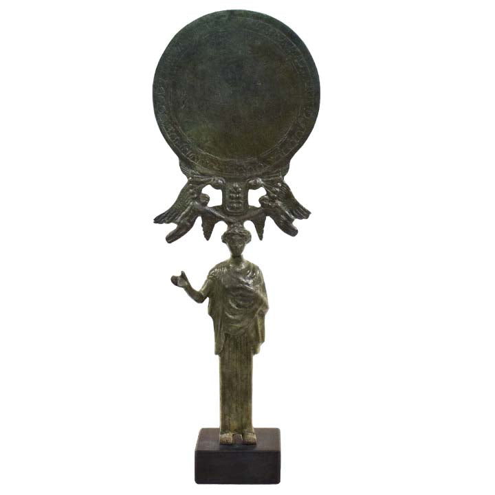 Bronze Mirror Aphrodite and Eros figurine sculpture - Museum Replica