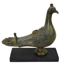 Load image into Gallery viewer, Bronze Oil Lamp with Pigeon on marble base - Ancient Greek Art
