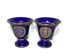 Load image into Gallery viewer, Medusa and Helmet Design Pythagorean 2 cups high quality set Pythagoras blue
