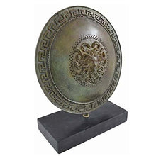 Load image into Gallery viewer, Ancient Greek small bronze shield with Gorgon Medusa head and meander design
