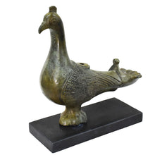 Load image into Gallery viewer, Bronze Oil Lamp with Pigeon on marble base - Ancient Greek Art
