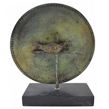 Load image into Gallery viewer, Ancient Greek small bronze shield with Gorgon Medusa head and meander design
