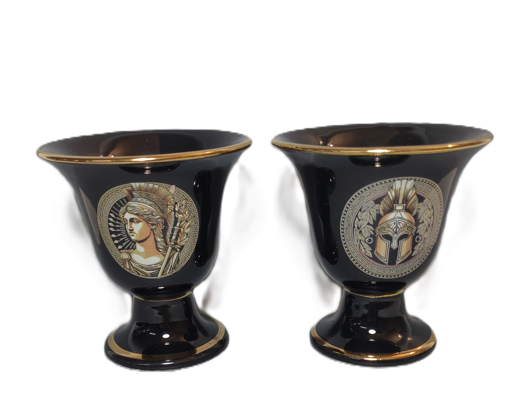 Athena and Helmet Design Pythagorean 2 cups high quality set Pythagoras black