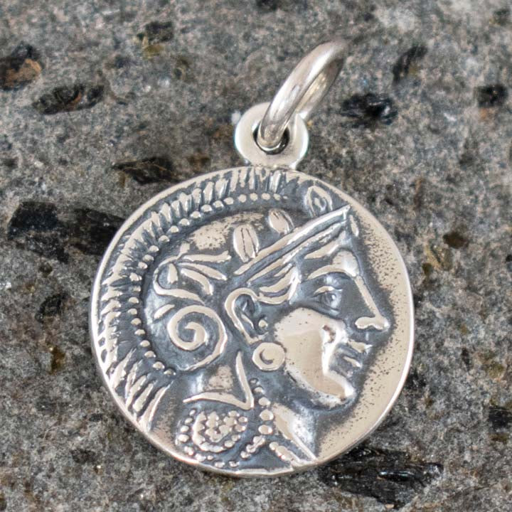 Athens Tetradrachm - Goddess Athena & Owl of Wisdom Small Silver Pendant